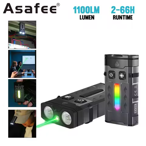 Asafee EV20 EDC Flashlight 1100LM White+Green Spotlight Lamp Colorful Signal Side Floodlight With Ma