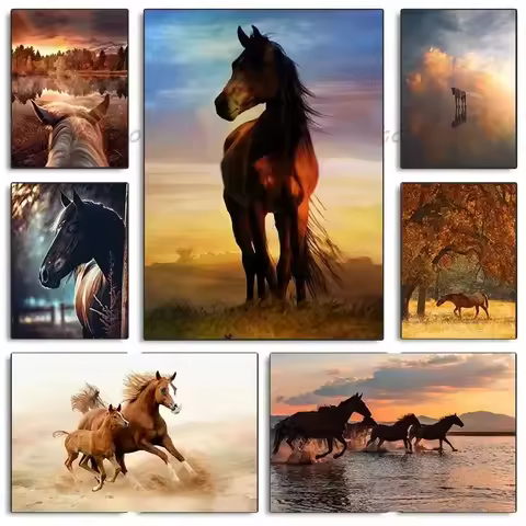 Horse Poster Beauty of Wild Animal Canvas Painting Posters and Prints Wall Art Picture For Living Ro