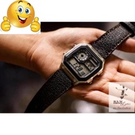 (With A Free Buckle + Strap + Pin) CASIO AE1200 / SEIKO5 1956 Genuine Cow Leather Watch Strap.