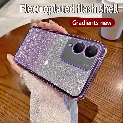Luxury Plating Bling Glitter Gradient Phone Case For VIVO Y5S Y9S Y10 Y11 Y15A Y16 Y21 Y22 Y27 Y30 Y