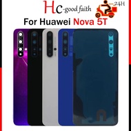 New Battery Cover For Huawei Nova 5T Back Glass Housing Rear Door Case With Camera Lens Adhesive Replacement Parts
