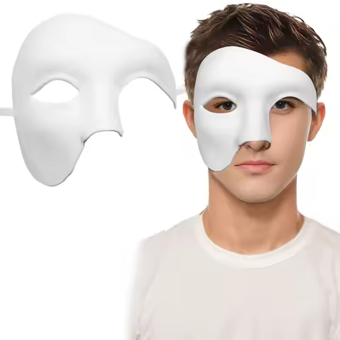 Half-Face Ball Mask With Ribbons Phantom Of The Opera Mask Venetian Phantom Mask For Halloween Costu
