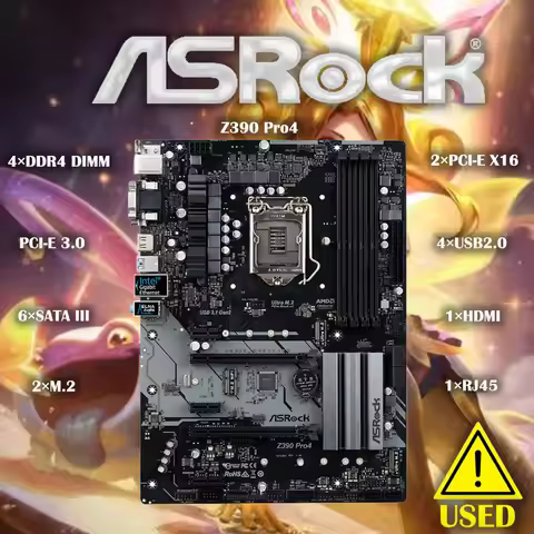 Used ASRock Z390 Pro4 Original Desktop 1151 Motherboard Z390 Socket LGA1151 DDR4 SATA3 USB3.0 M.2