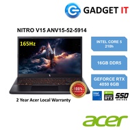 ACER NITRO V15 ANV15-52-5914 GAMING LAPTOP (C5-210H,16GB,512GB SSD,15.6"FHD 165Hz,RTX4050 6GB,WIN11)