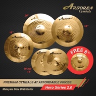 Arborea Hero 2.0Series Cymbal SET 14" 16" 18" 20" | Comes in a set FREE 8" SPLASH