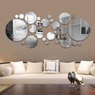 28Pcs 3D Mirror Round Removable Self Adhesive Wall Sticker Wallpaper Home Decor