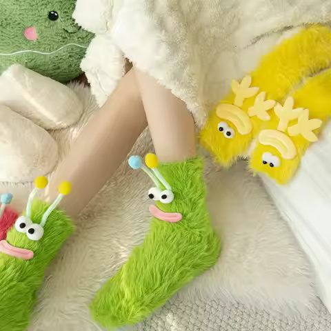 Warm Fluffy Socks Winter Women Funny Sock Monster Coral Soft Cozy Fleece Socks Warm Thick Happy Ugly