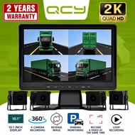 QCY 10.1 inch DVR Monitor with 4 Camera 360 Dashcam Video Recorder For Rear View Reverse