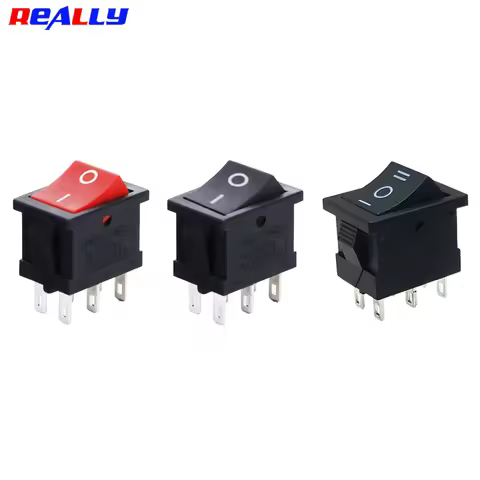5/10Pcs KCD1-202 6Pin 2Position NO-NO KCD1-203 6Pin 3Position NO-OFF-NO Red Black Rocker Switch 15x2