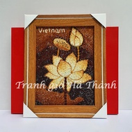 Hanoi lotus tabletop rice painting frame Vietnamese souvenir