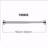 Adjustable Non Punching Stainless Steel Curtain Rod / Retractable Drying Rack Wardrobe Hanging Cloth