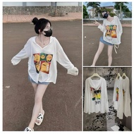 Áo thun nữ dài tay có mũ áo phông hoodie nữ hoạ tiết emoji TM45