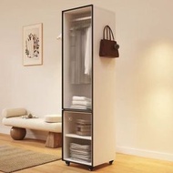 櫻桃傢俱 - 鏡櫃穿衣鏡一體衣帽櫃收納試鏡鏡客廳臥室旋轉多功能玄關全身落地鏡40CM（兩門掛衣款右鏡）