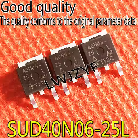 (10Pieces) New 40N06-25L SUD40N06-25L SUD40N06 TO-252 N-Channel 60-V (D-S), 175 _C MOSFET, Logic Lev