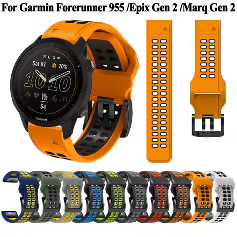 QuickFit 22/26mm Silicone Strap For Garmin Forerunner 955 Solar 965 945 935 LTE Fenix 6X pro 7X pro 