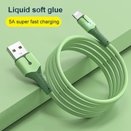 5A USB Liquid ซิลิโคน Light Cable 1M/2M สำหรับ iPhone14 14Pro 13 12 Mini Pro Max XR 11 X 8  7 6 5สายชาร์จโทรศัพท์มือถือ สาย USB C สาย Micro USB ชาร์จเร็ว สำหรับ Xiaomi Huawei Samsung OPPO VIVO REALME