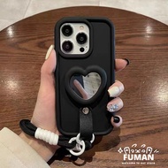 For OPPO A95 A74 4G A92S A9 A5 2020 A8 A31 F11 Reno 4Z 6 Lite F21 Pro 5G R17 Phone Case Matte Soft Silicone Girl Thicken Mobile Cover With Makeup Mirror Love Heart Holder Casing