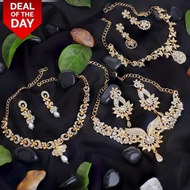 Intricately Gold Plated AD Set of 3 Necklace Set Combo For Women } NM TEXTILE