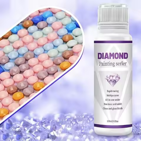 60ML/120ML/200ML Diamond Painting Sealer with Brushes Diamond Painting Glue Permanent Hold & Shine E