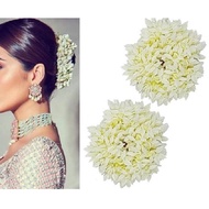 Kondai Malai | Jasmine Scrunchie | Jasmine Hair Bun | Hair Gajra | Mallipoo Malai - Rubber Band (1 p