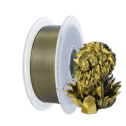 Silk PLA Filament 1KG Black-Gold, Dual Color 2-in-1 1.75mm, Dimensional Accuracy +/- 0.02mm, Perfect