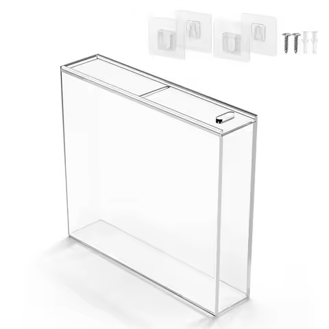 CD Jewel Case Holder Wall Mount Protector For Single & Double Disc CD Box Display Frame Shelf, Acryl