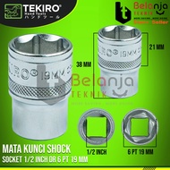 MATA TEKIRO Shock Wrench Bit 1/ 2" Inch 19 mm 6 PT Socket Bit 19 mm Socket Bit 19 mm Chrome Vadium