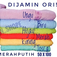 HANDUK MERAH PUTIH ORI UK.SEDANG 100X50CM HARGA MURAH GROSIR BAHAN COTTON MENYERAP AIR BEST SELLER