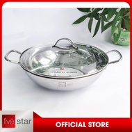 Chảo lẩu xào 3 đáy inox 430 Fivestar Standard nắp kính FSCL32001 (32cm) W32-3DG