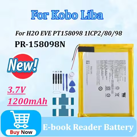 New PR-158098N 3.7V 1200mAh for Kobo Liba H2O EVE PT158098 1ICP2/80/98 Electronic E-book Reader Repl