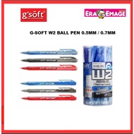 【G'SOFT】W2 Retractable Ball Pen 0.5mm / 0.7mm GSOFT  -(Black / Blue / Red) - (12pcs/Pack)