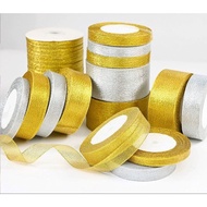 Pita Metalik Glitter Gold & Silver | Pita Emas Perak 2CM & 4CM // Pita Glitter