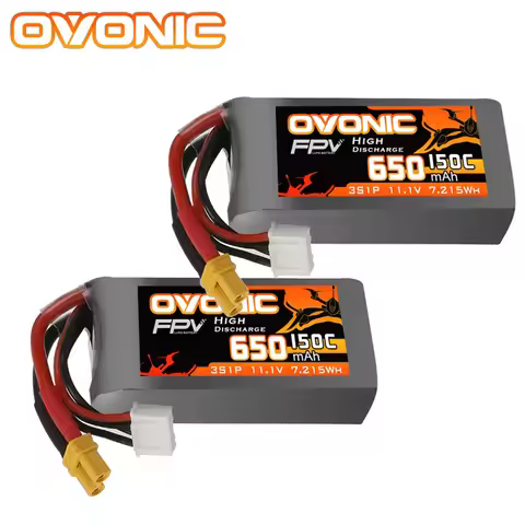 1-2Pcs OVONIC 650mAh 150C 11.1V Lipo Battery With XT30 Plug For RC Helicopter Quadcopter FPV Racing 