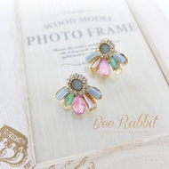 Frosted Crystal Earrings Fan Shape-E4680