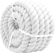 VEIZEED Cotton Rope 1 Inch X 25 Feet, White Rope for Hanging Swing Decoration Nautical Crafts,Tug of War Rope