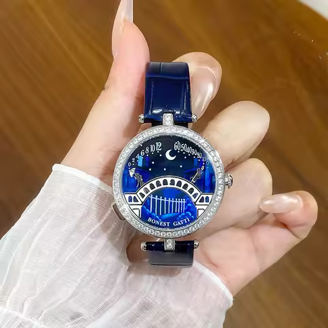 BONEST GATTI Brand 3004 Fashion Quartz Wristwatch Bridge Of Lovers Dial Stainless Steel Case Women's