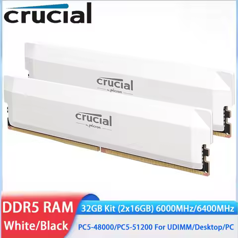 Crucial Memoria DDR5 Desktop RAM 32GB Kit 2x16GB 6000MHz 6400MHz PC5-48000 PC5-51200 288Pins UDIMM P