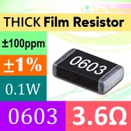 3.6Ω 0603 1608(mm) ±1% THICK Film Resistor SMD ±100ppm/ C 100mW 3.6R 3R6