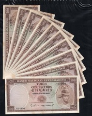 Per Lembar Uang Kuno Timor Portugis 100 Escudos Tahun 1963