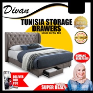 Tunisia Storage Drawers Divan / Solid Divan Bed / Bedframe / Katil Hotel / 5 Star Hotel Bed - Single / Super Single / Queen / King Size