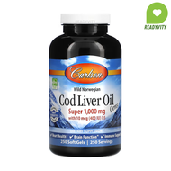 Carlson Labs, Wild Norwegian, Cod Liver Oil Gems, 1,000 mg, 250 Soft Gels