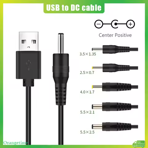 【Fast Delivery】USB to DC Power Cable Cord 3.5x1.35/5.5x2.1/5.5x2.5/4.0x1.7/2.5x0.7mm DC Port Chargin