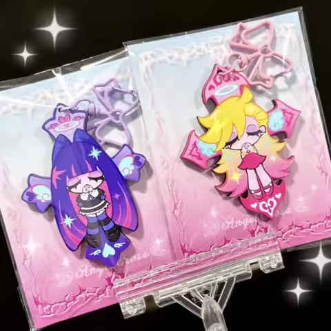 Anime Panty Stocking with Garterbelt Keychain Stocking Panty Kawaii Acrylic Pendant Keychain Bag Acc