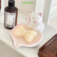 USNOW Soap Holder, Non-Slip Base Cat-shaped Cat Soap Dish, Lucky Cat With Drainage Creative Design A