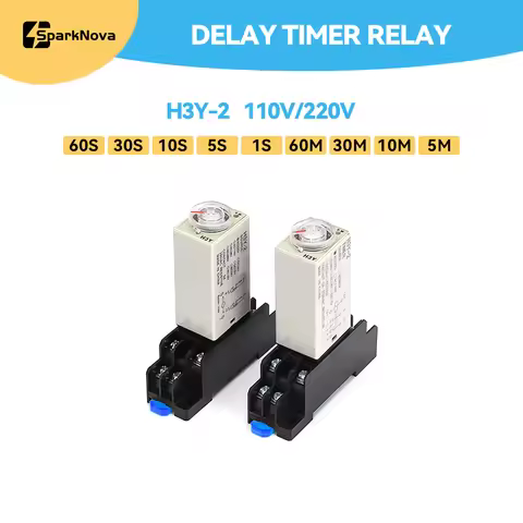 1 Set Rotary Knob Delay Timer Relay DPDT 1S/5S/10S/30S/60S/10M/30M/60M H3Y-2 Time Relay AC 220V with