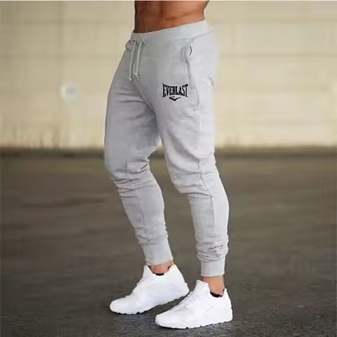 Men's Everlast Slim Fit Jogger Pants – Grey Lightweight Sweatpants Breathable Fabric for Boxing Dail