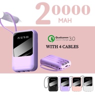 200000mAh Powerbank 50000mAh Mini Powerbank Built in 3 Cables Power Bank Fast Charging LED Display P