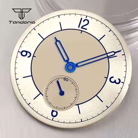 Fit for ST1701 30.9mm Watch Dial+Blue Hands Set Sterile Retro Wristwatch Face 6 o'clock Sub-dial Sil