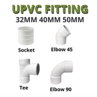 UPVC Pipe Fitting - Socket / Elbow / Tee / 45 Elbow 36mm 43mm 50mm