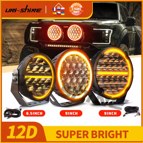 UNISHINE 6.5" 9" LED Work Light 12V 24V 90000LM DRL 6500K 3500K Combo Beam For Auto ATV UTV 4X4 Trai